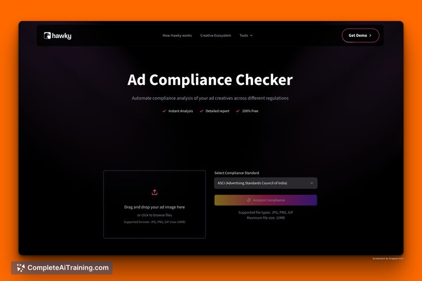 Ad compliance checker by Hawky.ai, screenshot 2