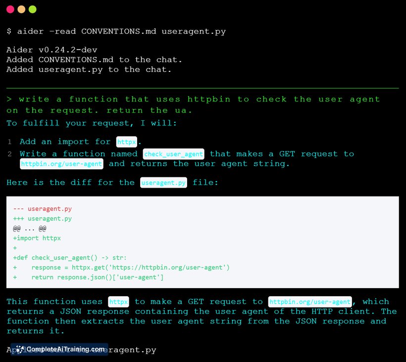Aider, screenshot 3