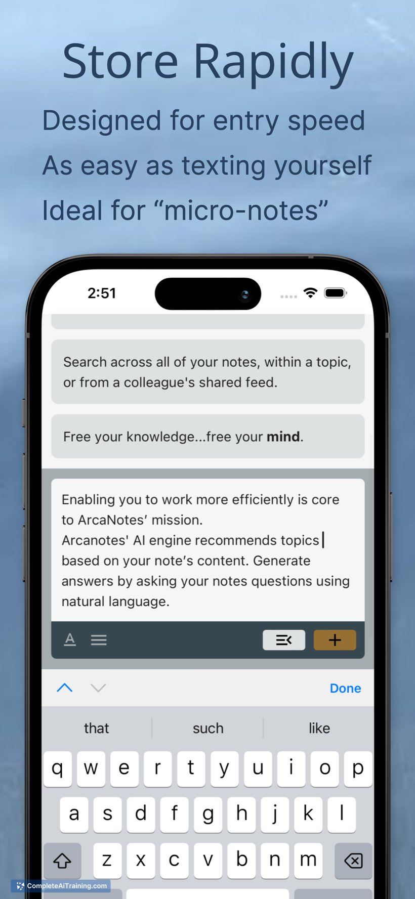 ArcaNotes, screenshot 2