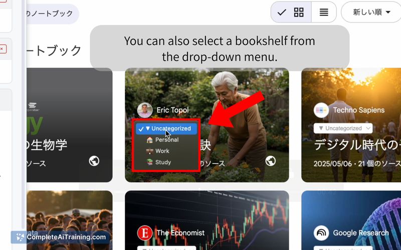 Bookshelf for NotebookLM