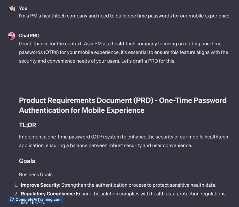 ChatPRD, screenshot 2