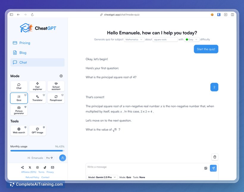 CheatGPT, screenshot 2