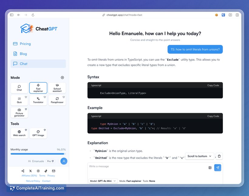 CheatGPT, screenshot 3