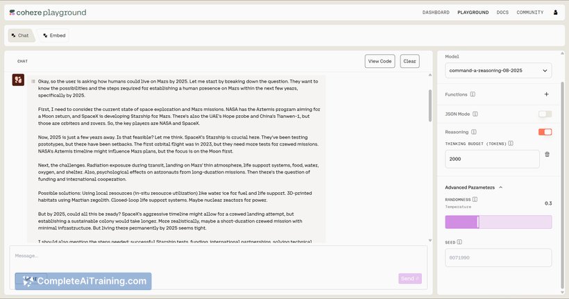 Command A Reasoning, screenshot 4