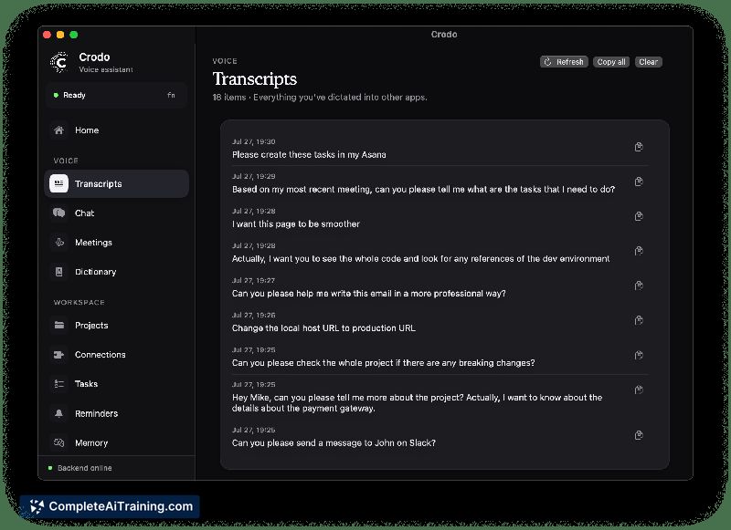 Crodo AI, screenshot 2