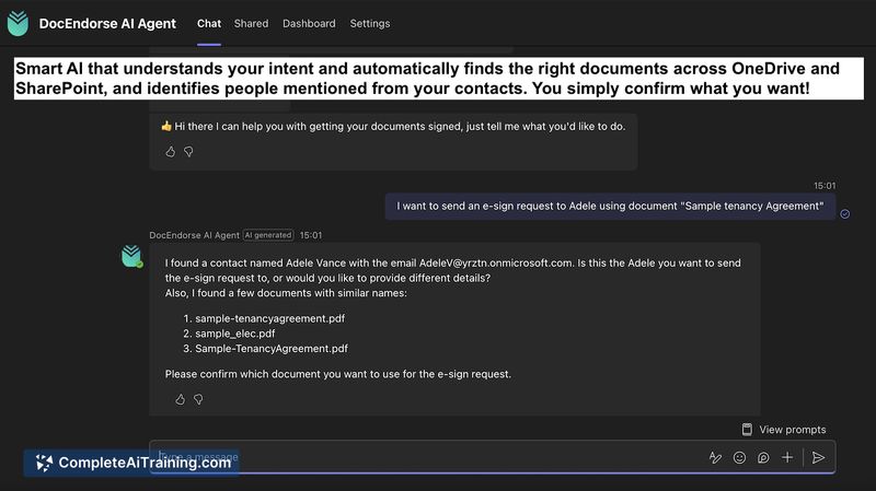 DocEndorse AI Agent for Microsoft Teams