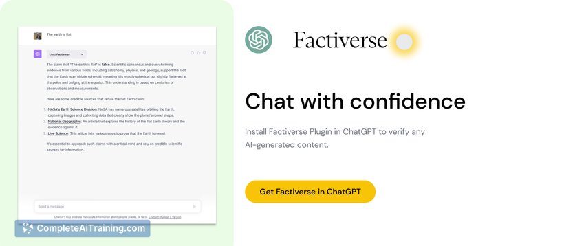Factiverse plugin for ChatGPT, screenshot 2