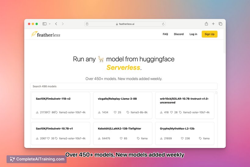 Featherless.ai, screenshot 2