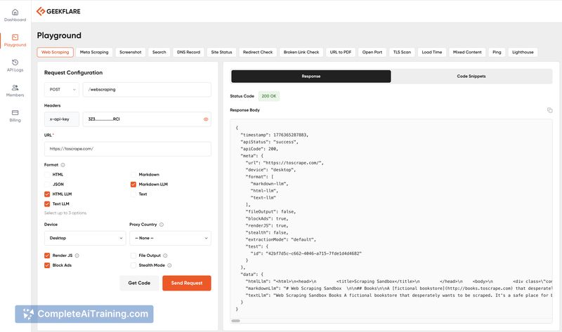Geekflare Scraping API v2