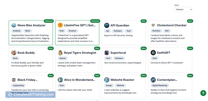 GPTsGarden, screenshot 2
