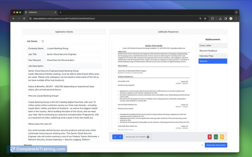JobBuddy, screenshot 2