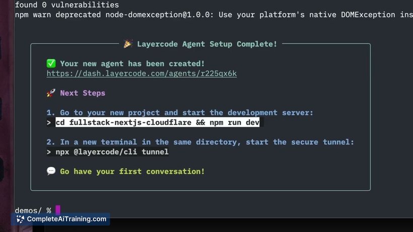 Layercode CLI, screenshot 4