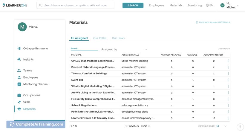 LearnerOn, screenshot 3