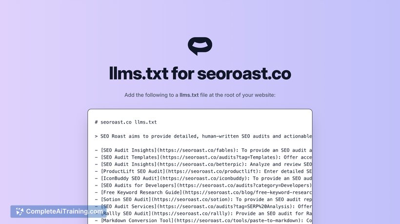 Llms.txt Generator, screenshot 2
