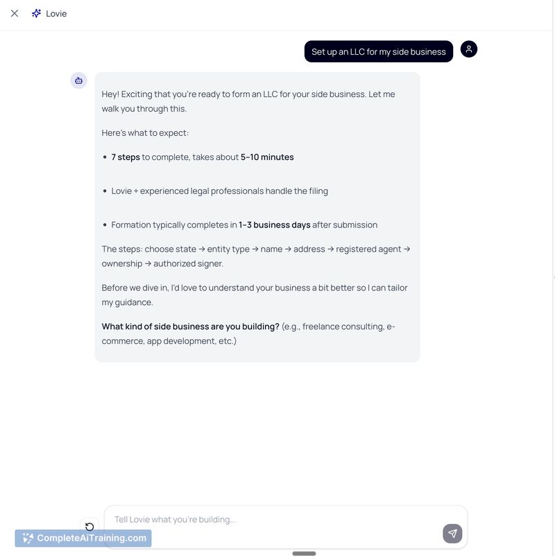 Lovie Formation - Incorporation MCP, screenshot 2
