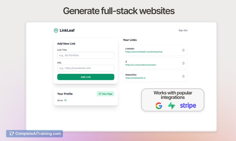 Makeasite, screenshot 2
