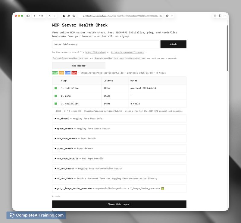 Openstatus MCP Health Checker