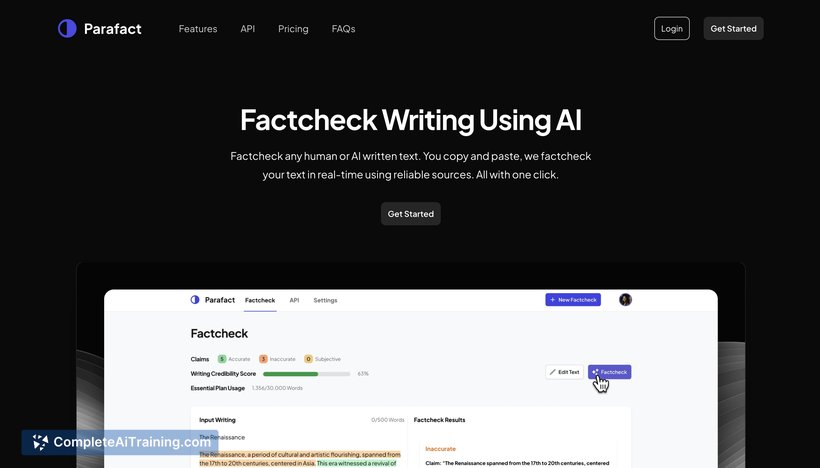 Parafact AI, screenshot 3