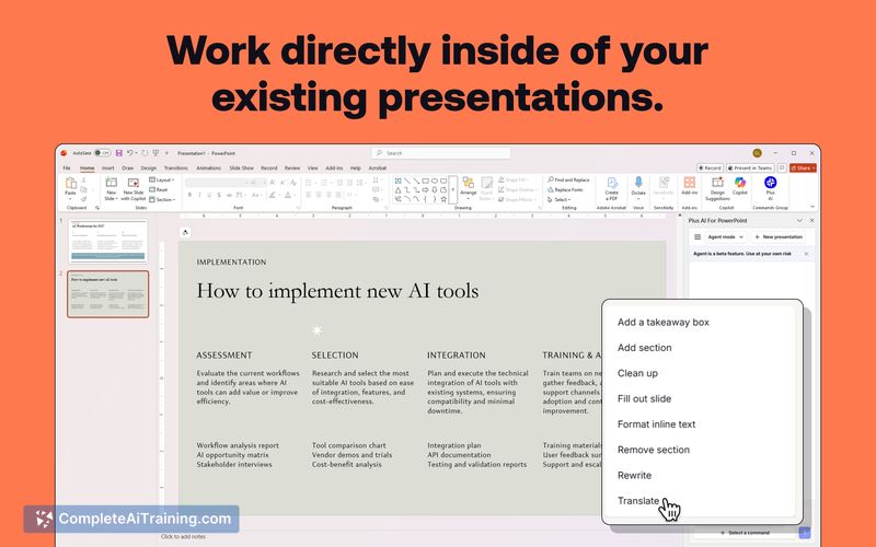 Plus AI Presentation Agent, screenshot 2