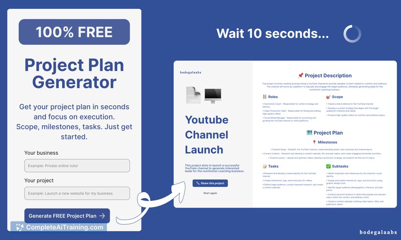 Project Plan Generator, screenshot 2