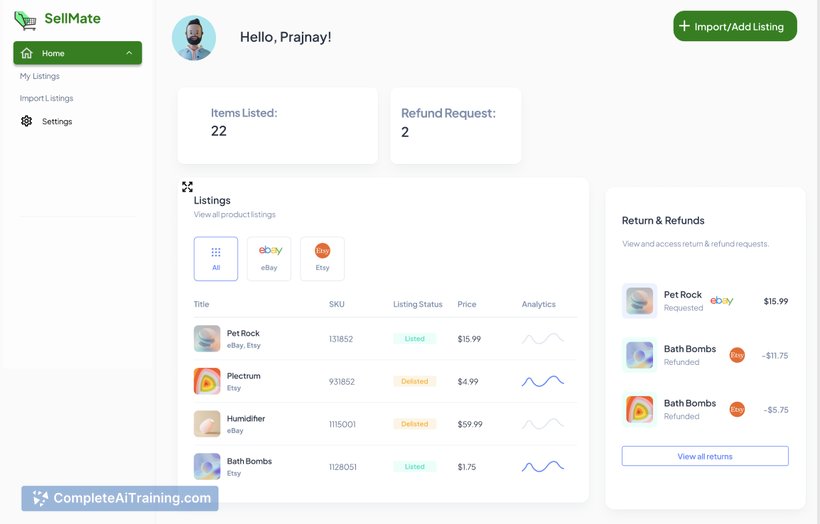 SellMate AI, screenshot 2