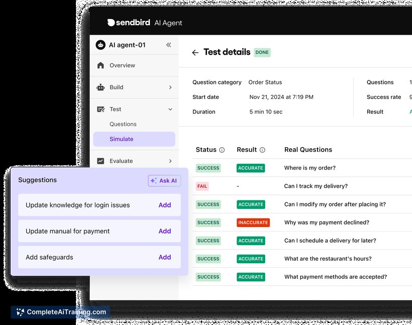 Sendbird AI agent for customer service