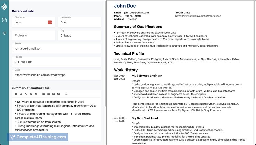Smart CV Generator, screenshot 3