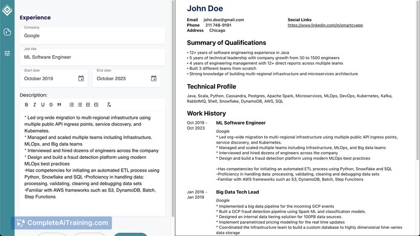 Smart CV Generator, screenshot 5