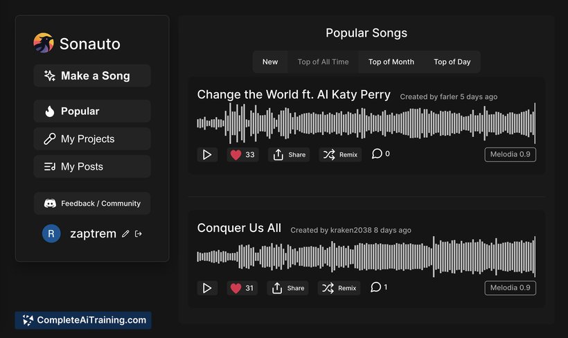 Sonauto, screenshot 2
