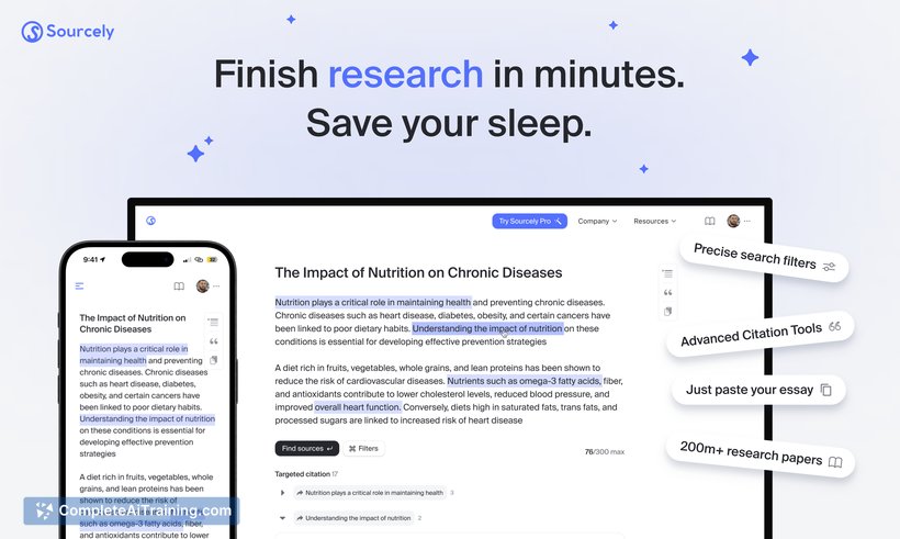 Sourcely, screenshot 2
