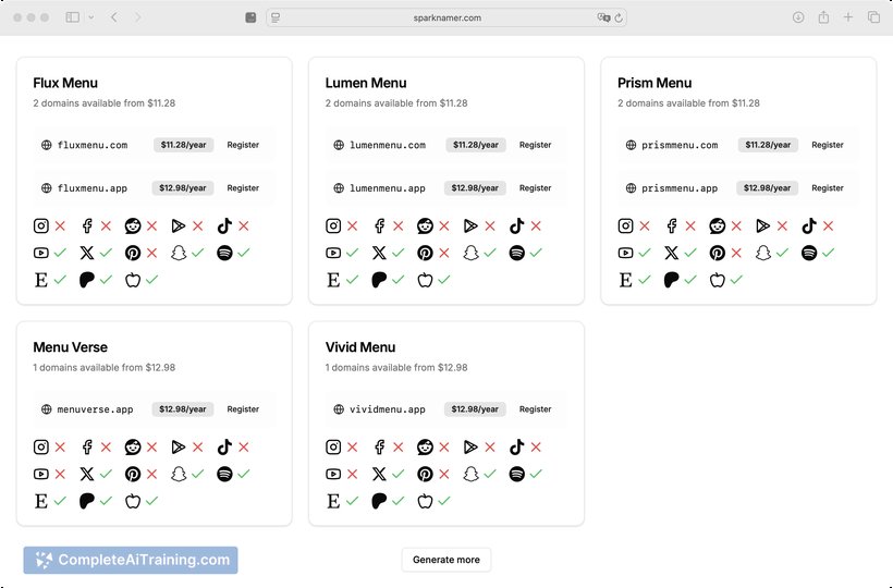 Spark Namer, screenshot 2