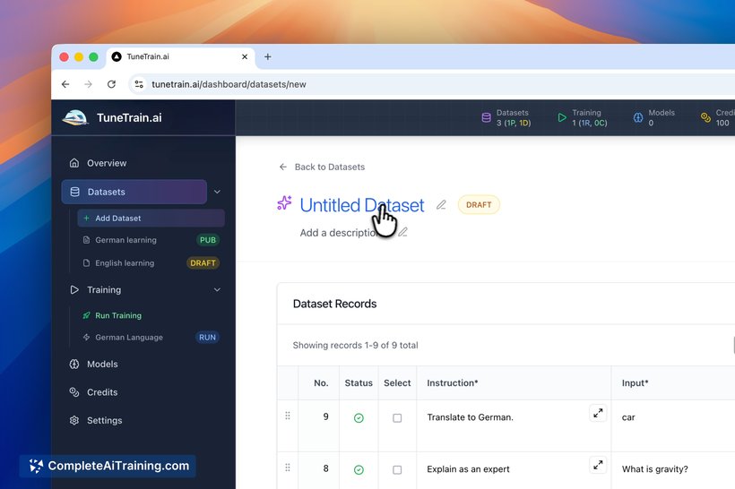 TuneTrain.ai, screenshot 2