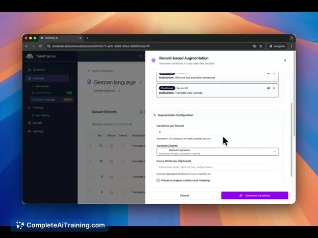TuneTrain.ai, screenshot 3