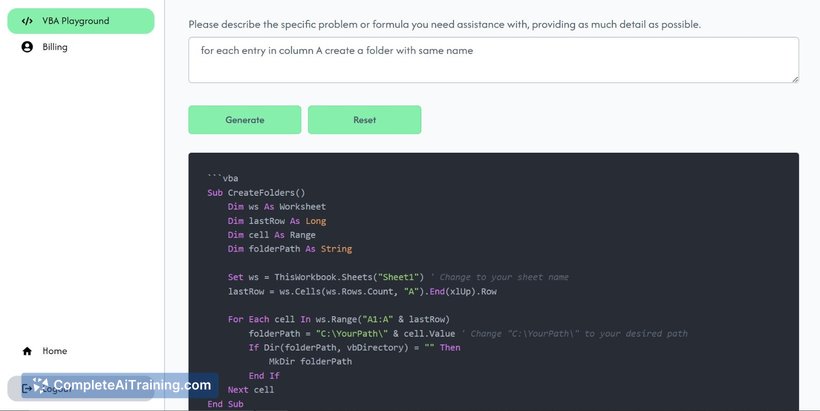 VBA Code Generator