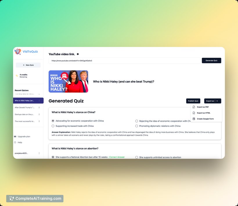 VidtoQuiz, screenshot 2