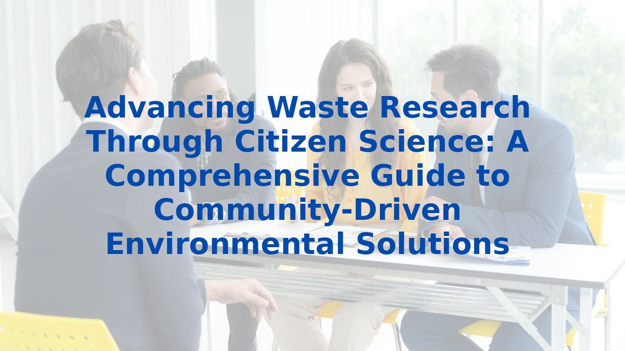 Advancing Waste Research Through Citizen Science: A Comprehensive Guide to Community-Driven Environmental Solutions