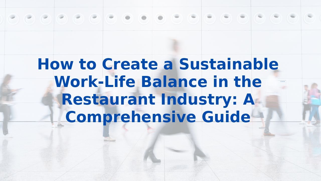 How to Create a Sustainable Work-Life Balance in the Restaurant Industry: A Comprehensive Guide