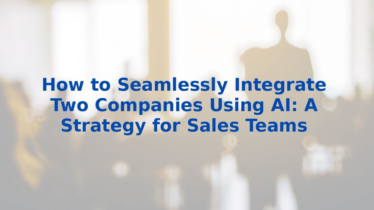 How to Seamlessly Integrate Two Companies Using AI: A Strategy for Sales Teams