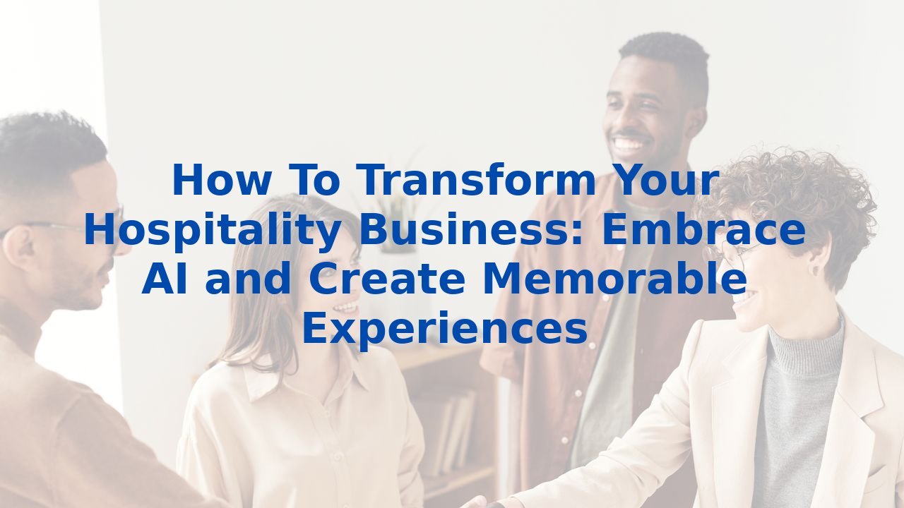 How To Transform Your Hospitality Business: Embrace AI and Create Memorable Experiences