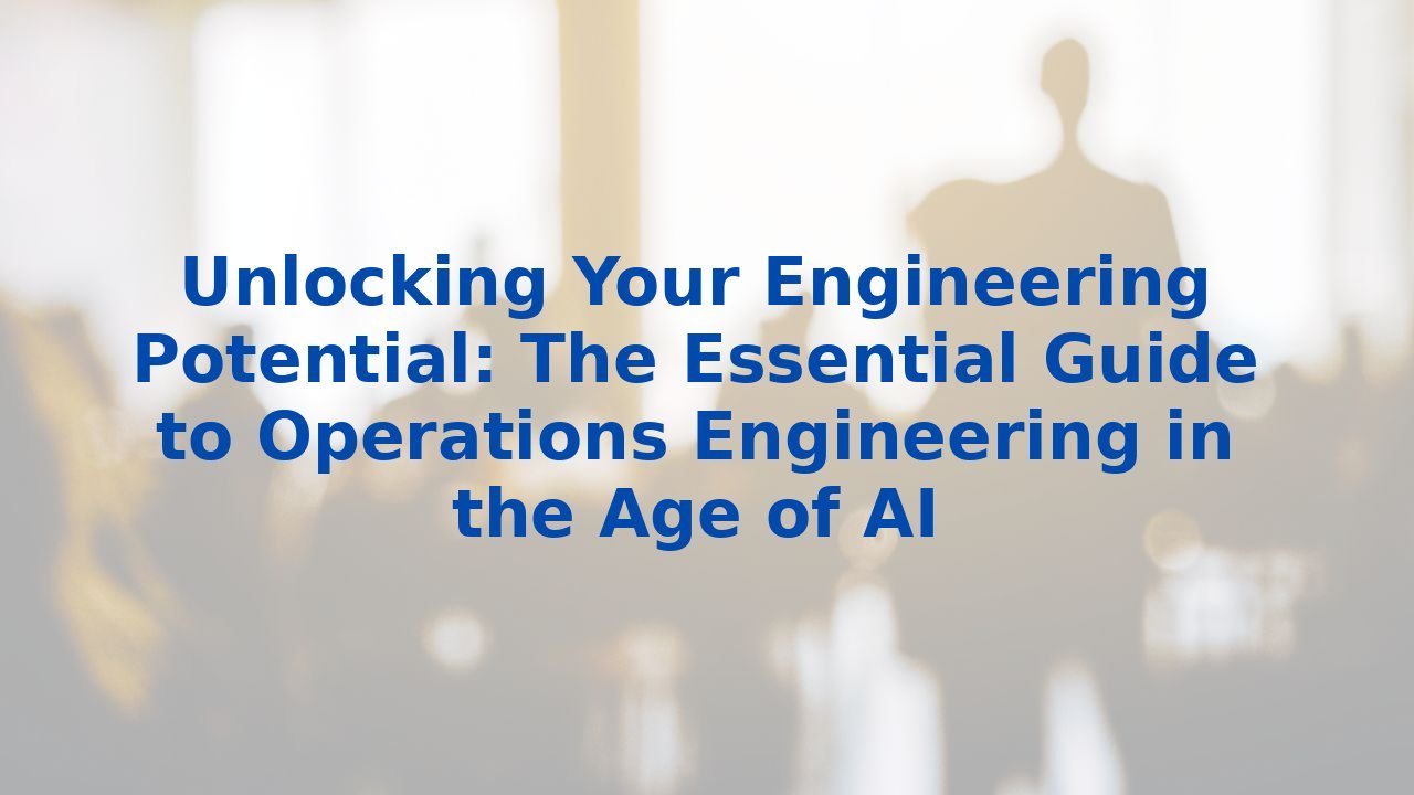 Unlocking Your Engineering Potential: The Essential Guide to Operations Engineering in the Age of AI