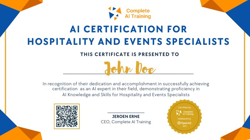 AI Certifications for Hospitality and Events Specialists