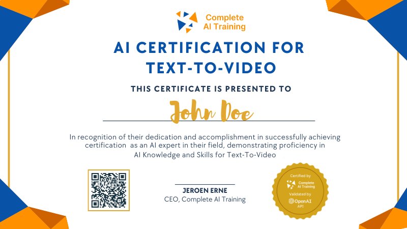 AI Certifications for Text-To-Video
