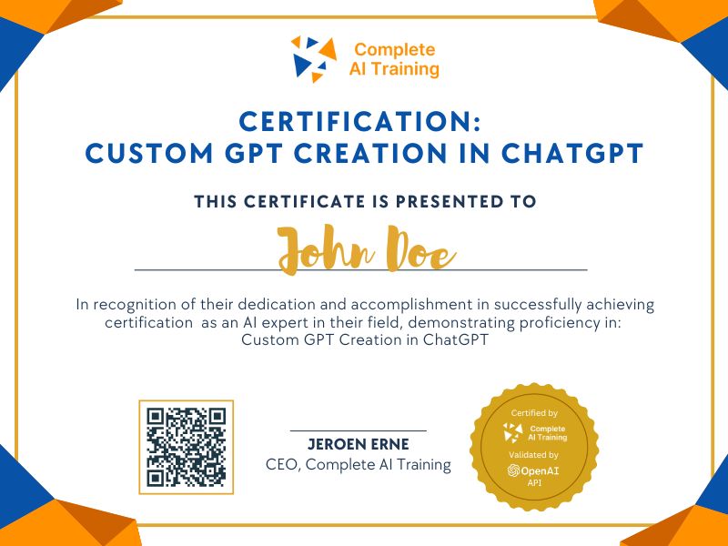 Certification: Custom GPT Creation in ChatGPT