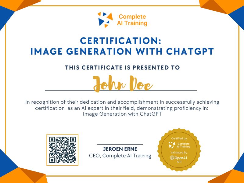 Certification: Image Generation with ChatGPT