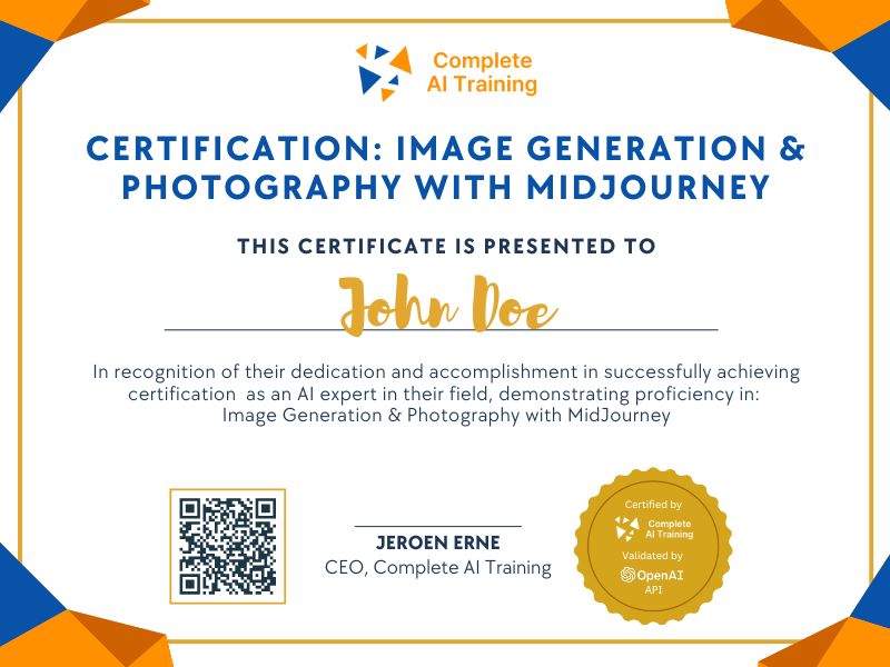 Certification: Image Generation & Photography with MidJourney