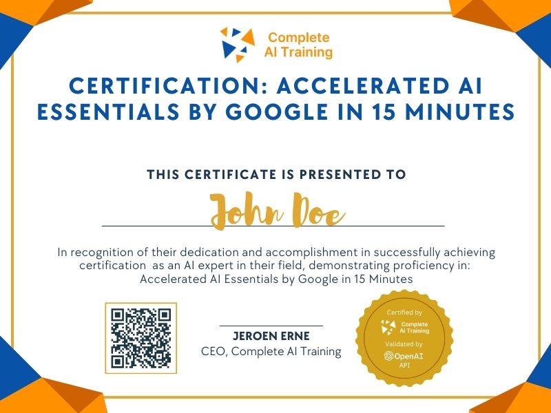Certification: Accelerated AI Essentials by Google in 15 Minutes
