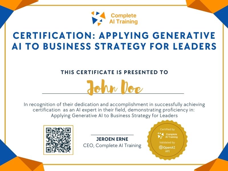 Certification: Applying Generative AI to Business Strategy for Leaders