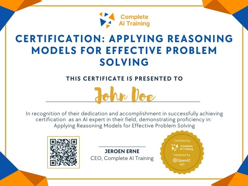 Certification: Applying Reasoning Models for Effective Problem Solving