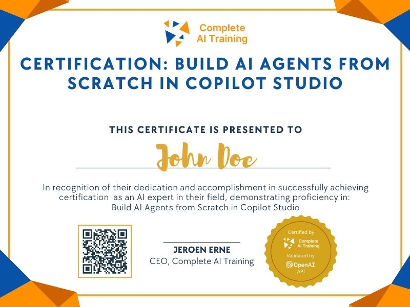 Certification: Build AI Agents from Scratch in Copilot Studio