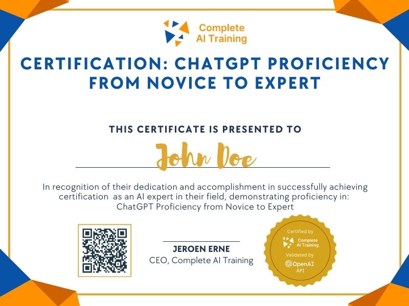 Certification: ChatGPT Proficiency from Novice to Expert